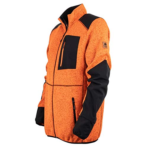 FORSBERG Strickjacke Forst Strickfleece mit Softshell Verstärkung rot neongelb gut sichtbar bequem robust hochwertig, Farbe:orange/schwarz, Größe:M von FORSBERG