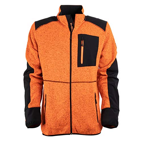 FORSBERG Strickjacke Forst Strickfleece mit Softshell Verstärkung rot neongelb gut sichtbar bequem robust hochwertig, Farbe:orange/schwarz, Größe:S von FORSBERG