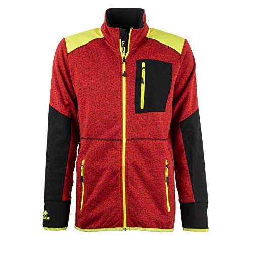 FORSBERG Strickjacke Forst Strickfleece mit Softshell Verstärkung rot neongelb gut sichtbar bequem robust hochwertig, Farbe:rot/gelb, Größe:M von FORSBERG