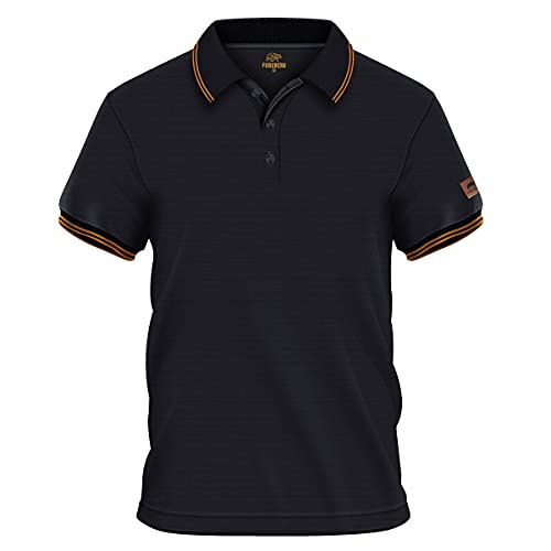 FORSBERG Marcoson Poloshirt mit bronzefarbenen Applikationen 3knopf Leiste, Farbe:schwarz/Bronze, Größe:L von FORSBERG