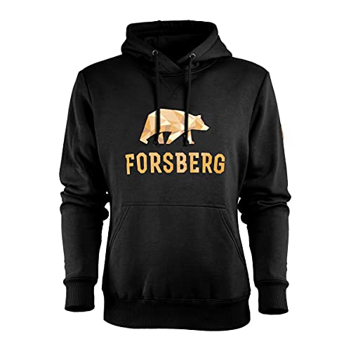 FORSBERG Herren Hoodie mit Bärenlogo | Stylischer Kult-Hoodie mit Polygonbär | Hoher 60% Baumwolle / 40% Polyester, Farbe:schwarz, Größe:L von FORSBERG