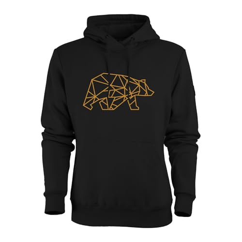 FORSBERG Pettarson Herren Hoodie mit Bärenlogo | Skandinavisch inspirierter Kapuzenpullover | All-Year Kollektion | Freizeit, Handwerk, Outdoor, Farbe:schwarz/Bronze, Größe:XL von FORSBERG