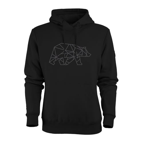 FORSBERG Pettarson Herren Hoodie mit Bärenlogo | Skandinavisch inspirierter Kapuzenpullover | All-Year Kollektion | Freizeit, Handwerk, Outdoor, Farbe:schwarz/grau, Größe:XXL von FORSBERG