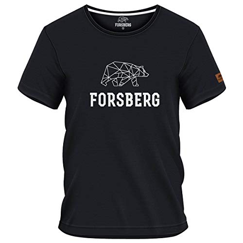 FORSBERG Rönsson T-Shirt mit stylischem Bär Brustlogo Rundhals für Herren für Freizeit und Arbeit, Farbe:schwarz/Weiss, Größe:M von FORSBERG