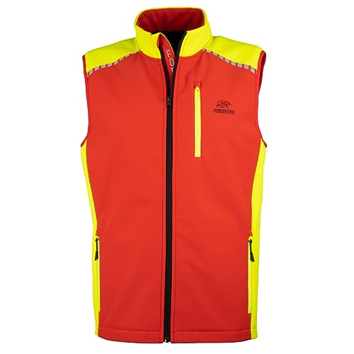 FORSBERG Softshellweste Gulder II Forstweste Weste für Forstarbeiter Winddichte Weste rot gelb, Farbe:gelb/rot, Größe:S von FORSBERG