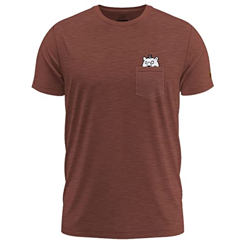 FORSBERG Stoltson T-Shirt Brusttasche mit Gentleman Bär und Blumenstrauss Funshirt Rundhals bequem robust, Farbe:Bordeaux, Größe:3XL von FORSBERG