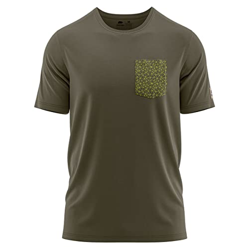 FORSBERG T-Shirt mit Brustlogo im Polygondesign, Farbe:dunkeloliv/Lime, Größe:4XL von FORSBERG