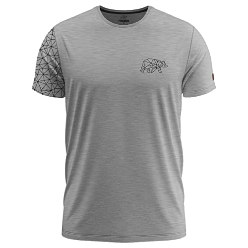 FORSBERG Thyrison T-Shirt Rundhals mit Brustlogo Bär mit Polygon Design hochwertig robust hellgrau Melange für Herren, Farbe:hellgrau, Größe:L von FORSBERG