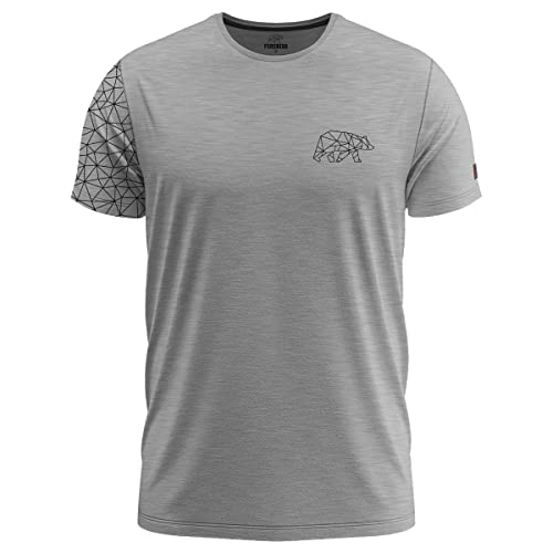 FORSBERG Thyrison T-Shirt Rundhals mit Brustlogo Bär mit Polygon Design hochwertig robust hellgrau Melange für Herren, Farbe:hellgrau, Größe:XL von FORSBERG