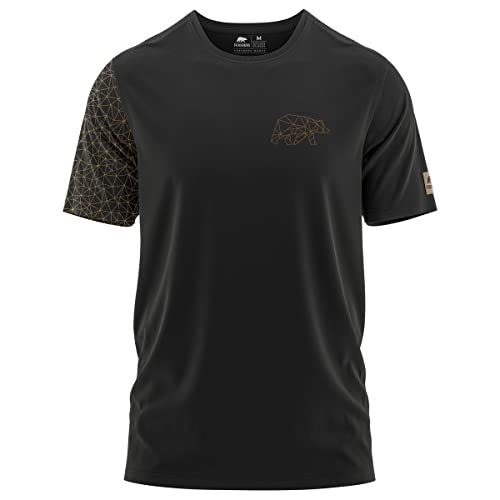 FORSBERG Thyrison T-Shirt Rundhals mit Brustlogo Bär mit Polygon Design hochwertig robust hellgrau Melange für Herren, Farbe:schwarz/Bronze, Größe:L von FORSBERG