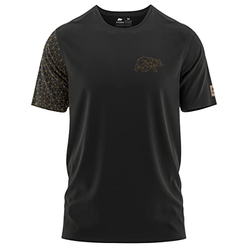 FORSBERG Thyrison T-Shirt Rundhals mit Brustlogo Bär mit Polygon Design hochwertig robust hellgrau Melange für Herren, Farbe:schwarz/Bronze, Größe:M von FORSBERG
