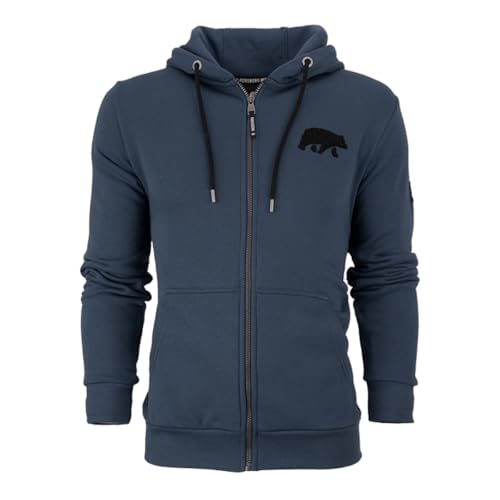 FORSBERG Zip-Hoodie mit Frottee Logo, Frontzipper, geräumige Bauchtaschen, Farbe:blau, Größe:M von FORSBERG