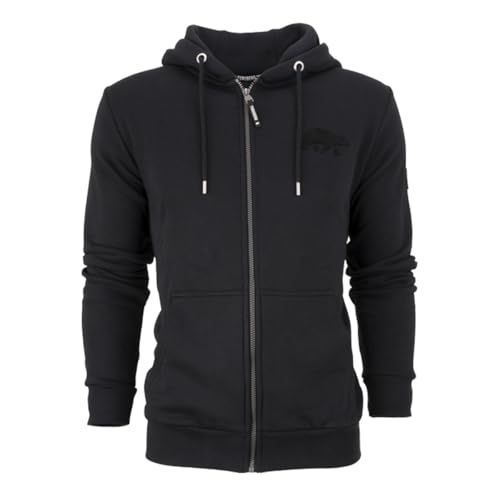 FORSBERG Zip-Hoodie mit Frottee Logo und Gummischieber, Farbe:schwarz, Größe:M von FORSBERG