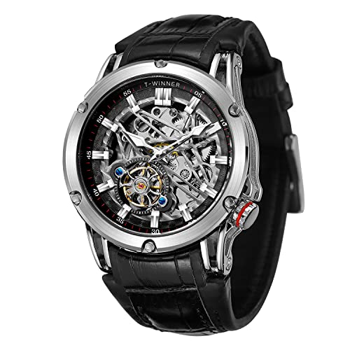 FORSINING Herren-Armbanduhr, wasserdicht, automatisch, großes Zifferblatt, leistungsstark, exotisch, Tourbillion Skelett, schwarz / silber von FORSINING