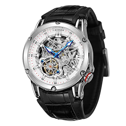 FORSINING Herren-Armbanduhr, wasserdicht, automatisch, großes Zifferblatt, leistungsstark, exotisch, Tourbillion Skelett, silberfarben/weiß von FORSINING