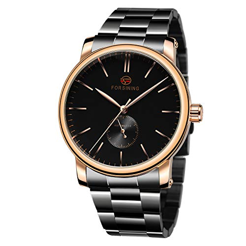 FORSINING Automatikuhren für Herren, Edelstahl, wasserdicht, mit Handaufzug, Armband von FORSINING