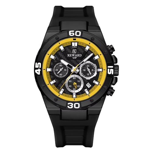 Casual Sport Herrenuhr Analoge Quarz Big Dial Mode Armbanduhr für Herren Kalender Datum Geschäftsuhren Luminous, Schwarz von FORSINING