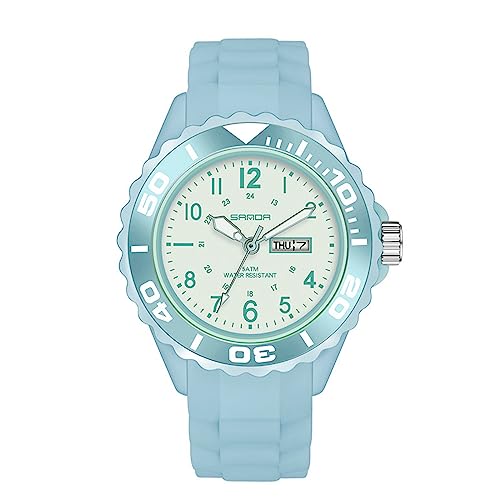FORSINING Analoge Quarz-Armbanduhr für Damen, Silikonarmband, wasserdicht, Datumsanzeige, 24-Stunden-Uhr, mit Sekundenzeiger, blau, Riemen FORSINING Analoge Quarz-Armbanduhr für Damen, Silikonarmband, wasserdicht, Datumsanzeige, 24-Stunden-Uhr, mit Sekundenzeiger, blau, Riemen von FORSINING