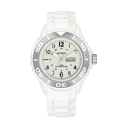 FORSINING Damen-Armbanduhr, analog, Quarz, Sport-Armbanduhr, Silikonband, wasserdicht, für Krankenschwestern, Kalender, Datumsanzeige, 24 Stunden mit Sekundenzeiger, weiß, Armband FORSINING Damen-Armbanduhr, analog, Quarz, Sport-Armbanduhr, Silikonband, wasserdicht, für Krankenschwestern, Kalender, Datumsanzeige, 24 Stunden mit Sekundenzeiger, weiß, Armband von FORSINING