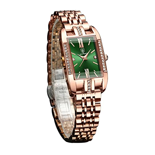 FORSINING Damen-Armbanduhr, luxuriös, modisch, Diamant, großes Zifferblatt, rechteckig, wasserdicht, Edelstahl, grün FORSINING Damen-Armbanduhr, luxuriös, modisch, Diamant, großes Zifferblatt, rechteckig, wasserdicht, Edelstahl, grün von FORSINING