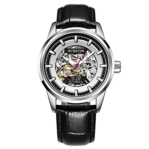 FORSINING Herren-Armbanduhr, automatisch, mechanisch, wasserdicht, Tourbillon, Herren-Armbanduhr, Skelett, selbstaufziehend, Sport-Armbanduhr, Mode, Business, silber von FORSINING