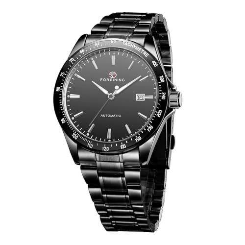 FORSINING Herren-Armbanduhr, automatisch, selbstaufziehend, Datumsanzeige, Edelstahl, Schwarz, Classic von FORSINING