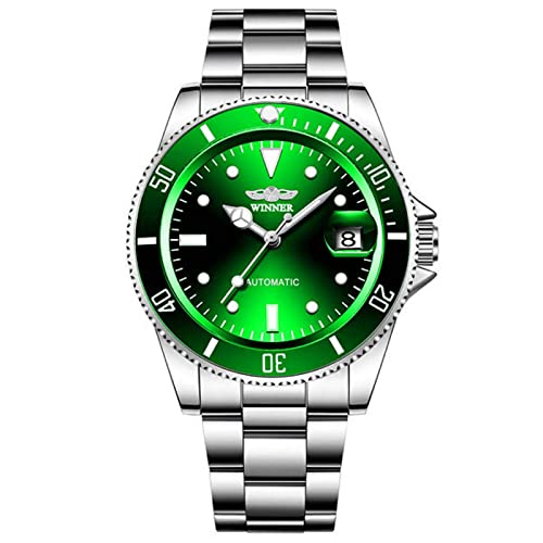 FORSINING Herren-Armbanduhr, mechanisch, automatisch, mit 20 mm Edelstahl-Armband, Handaufzug, modisch, Business-Armbanduhr für Herren, grün von FORSINING