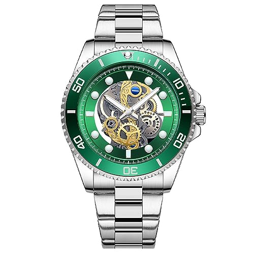 FORSINING Herren Armbanduhr Quarz Analog Armbanduhr 22mm Edelstahl Armband Skelett Großes Zifferblatt Mode Business Kleid Leuchtend Wasserdicht, grün FORSINING Herren Armbanduhr Quarz Analog Armbanduhr 22mm Edelstahl Armband Skelett Großes Zifferblatt Mode Business Kleid Leuchtend Wasserdicht, grün von FORSINING
