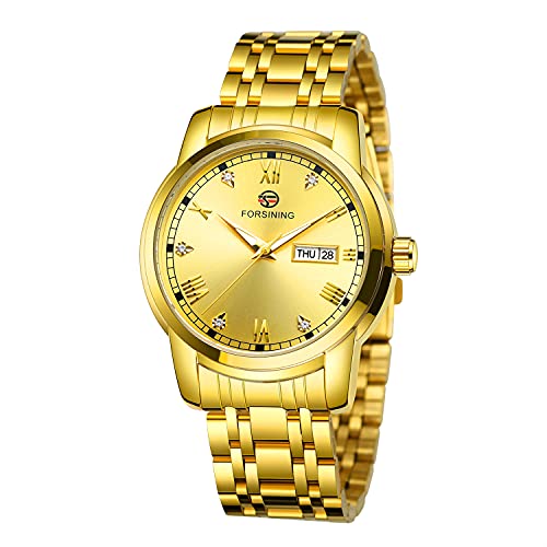FORSINING Herren-Armbanduhr automatisch Datumsanzeige Edelstahl gold von FORSINING