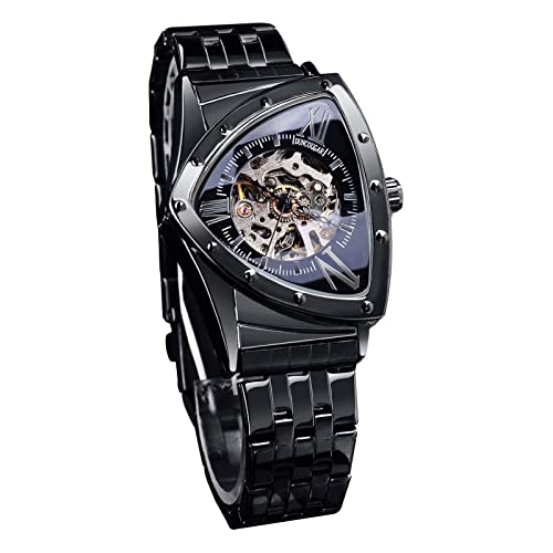 FORSINING Herren-Automatikuhr, dreieckiges Zifferblatt, Skelett, luxuriös, mechanische Uhren, Kleid, Business-Armbanduhr für Herren, Schwarz von FORSINING