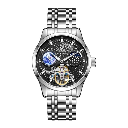 FORSINING Herren Automatikuhr Mondphase Sternenhimmel Großes Zifferblatt Design Mechanische Handaufzug Armbanduhr Tourbillon Luminoius Uhren, Schwarz FORSINING Herren Automatikuhr Mondphase Sternenhimmel Großes Zifferblatt Design Mechanische Handaufzug Armbanduhr Tourbillon Luminoius Uhren, Schwarz von FORSINING