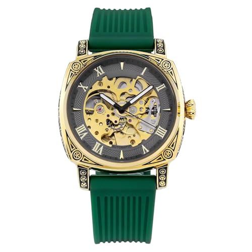 FORSINING Herrenuhr, Luxus Skelett Big Dial Transparent Square Mechancial Uhren Automatische Automatik Automatik Automatik Armbanduhr Luminous, Grün FORSINING Herrenuhr, Luxus Skelett Big Dial Transparent Square Mechancial Uhren Automatische Automatik Automatik Automatik Armbanduhr Luminous, Grün von FORSINING