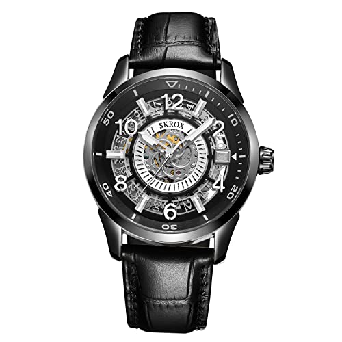 FORSINING Herren-Armbanduhr, automatisch, Skelett, Datum, Kalender, analog, wasserdicht, dreidimensional, leuchtende Armbanduhr, Schwarz, Classic von FORSINING