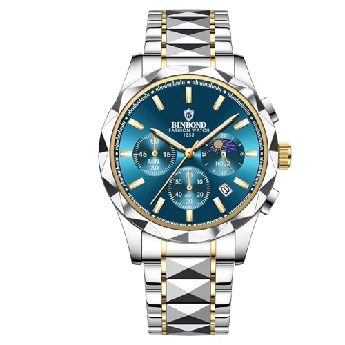 FORSINING Männer Analoge Quarzuhr Edelstahl Armband Mens Luxus Big Dial Business Armbanduhr wasserdichte Mode Uhren Leuchtend, Grün von FORSINING