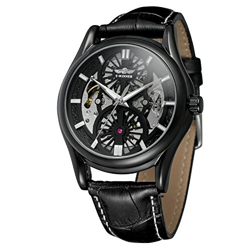 FORSINING Men's Automatic Skeleton Transparent Leather Watch with Analog WRG8139M3B2 von FORSINING