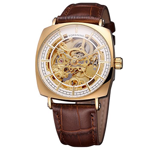 FORSINING Men's Automatic Skeleton Water-Resistant Analog Watch with Leather Strap FSG8153M3G2 von FORSINING