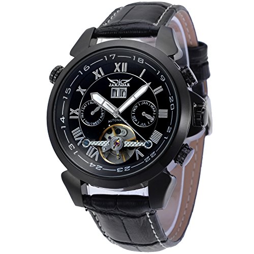 FORSINING Men's Automatic Tourbillon Calendar Classic Band Wrist Watch JAG057M3B2 von FORSINING