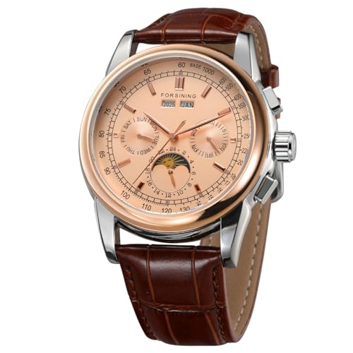 FORSINING Men's High-end Automatic Moon Phase Leather Wrist Watch FSG319M3T2 von FORSINING