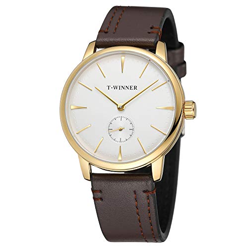 FORSINING Men's Mechanical Hand-Wind Simple Casual Analogue Watch with Leather Strap WRG8165M3G4 FORSINING Men's Mechanical Hand-Wind Simple Casual Analogue Watch with Leather Strap WRG8165M3G4 von FORSINING