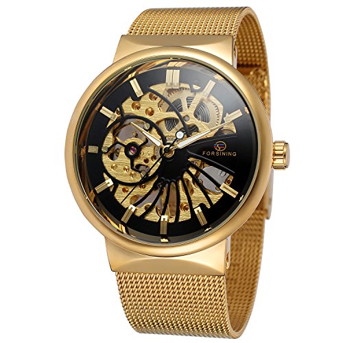 FORSINING Men's Mechanical Ultra Thin Stainless Steel Bracelet Skeleton Analog Watch FSG8126M4G1 von FORSINING