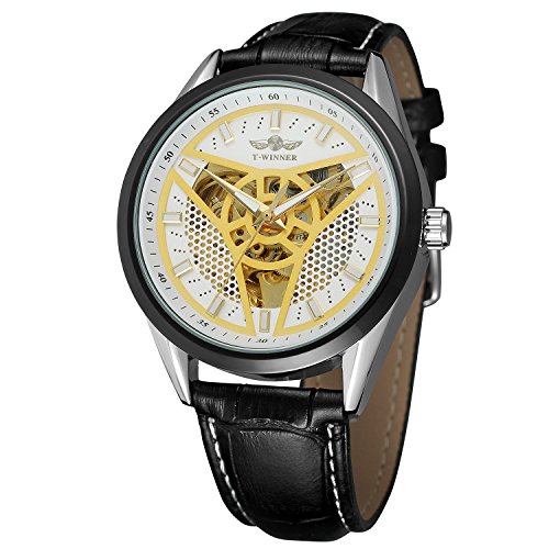 FORSINING Men's Transparent Automatic Self-Wind Skeleton Leather Analogue Watch WRG8147M3T2 von FORSINING