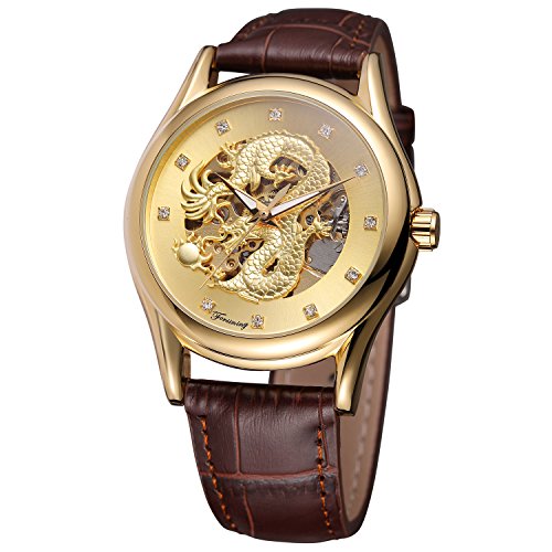 FORSINING Men's Transparent Crystal Skeleton Analogue Automatic Watch with Leather Strap FSG8151M3G1 von FORSINING