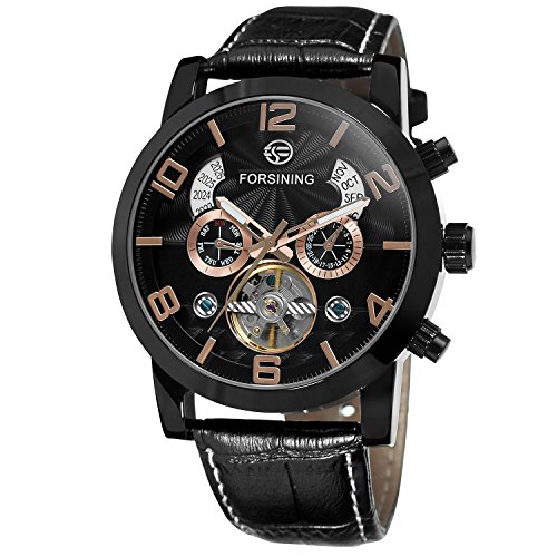 FORSINING Men's Automatic Movement Analog Tourbillon Luxury Watch with Leather Strap FSG165M3B2 von FORSINING