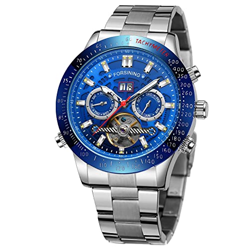 Forsining Herren-Armbanduhr, automatisch, Tourbillion, mit Kalender, aus Edelstahl von FORSINING