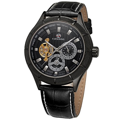 FORSINING Herren-Armbanduhr FSG566M3B1, automatisch, klassisch, Leder, Barx Index, Wite, Riemen von FORSINING
