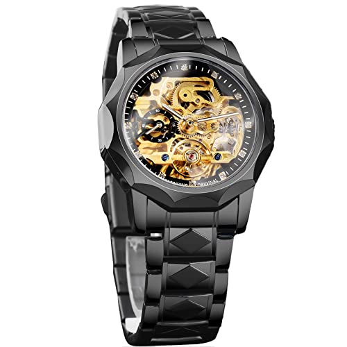 Forsining Herren Skelett Mechanische Uhr Automatik Tourbillion Selbstaufziehende Armbanduhr Edelstahl Armbänder Retro Luxus Kleid, Schwarz Forsining Herren Skelett Mechanische Uhr Automatik Tourbillion Selbstaufziehende Armbanduhr Edelstahl Armbänder Retro Luxus Kleid, Schwarz von FORSINING