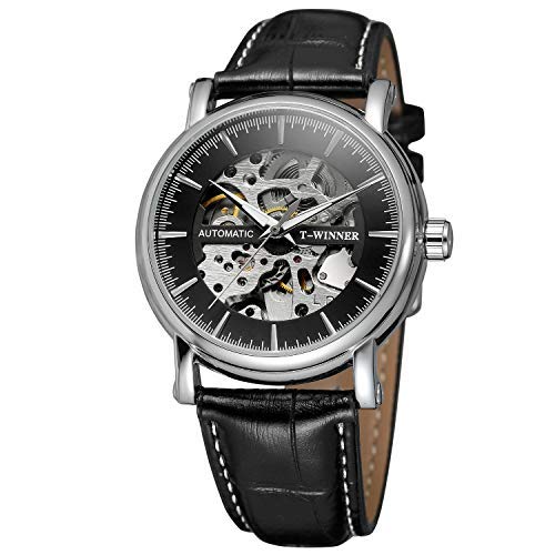 FORSINING Men's Super Quality Leather Strap Automatic Movement Unique Skeleton Dial Watch WRG8169M3S1 von FORSINING