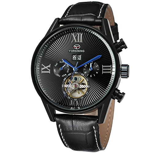 FORSINING Mens Automatic Tourbillon Steampunk Leather Wrist Watches FSG16556M3B4 von FORSINING