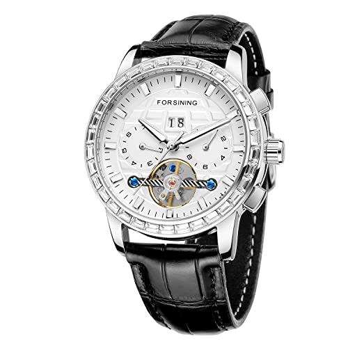 FORSINING Neue Herren-Armbanduhr, Diamant-Kristall, modisch, luxuriös, Edelstahl, wasserdicht, mechanisch, mit Datum, Monat, Woche, leuchtend, 2-weiß, Business FORSINING Neue Herren-Armbanduhr, Diamant-Kristall, modisch, luxuriös, Edelstahl, wasserdicht, mechanisch, mit Datum, Monat, Woche, leuchtend, 2-weiß, Business von FORSINING