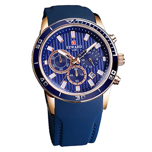 FORSINING Herren-Quarzuhr, modisch, leuchtende Armbanduhr, Kalender, Datumsanzeige, weiches Silikonband, luxuriöses Business-Business, Blaugold, Armband von FORSINING